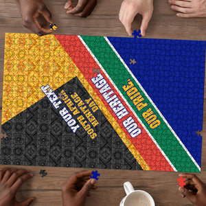 Personalized South Africa Heritage Day Puzzle One Nation Many Stories Geometric Flag Pattern