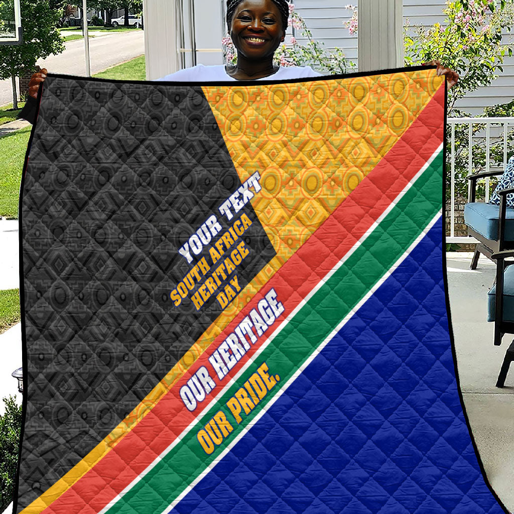 Personalized South Africa Heritage Day Quilt One Nation Many Stories Geometric Flag Pattern