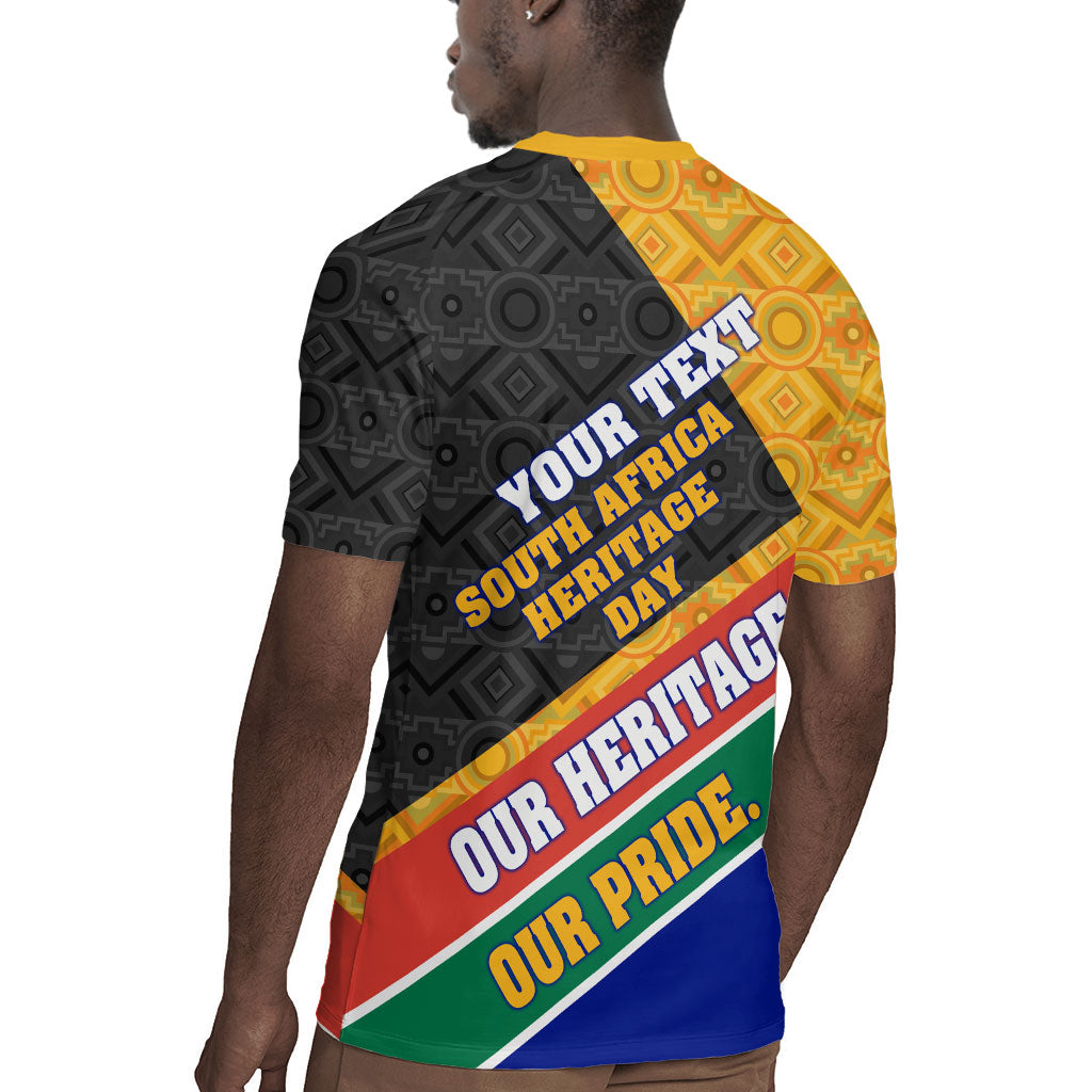 Personalized South Africa Heritage Day Rugby Jersey One Nation Many Stories Geometric Flag Pattern