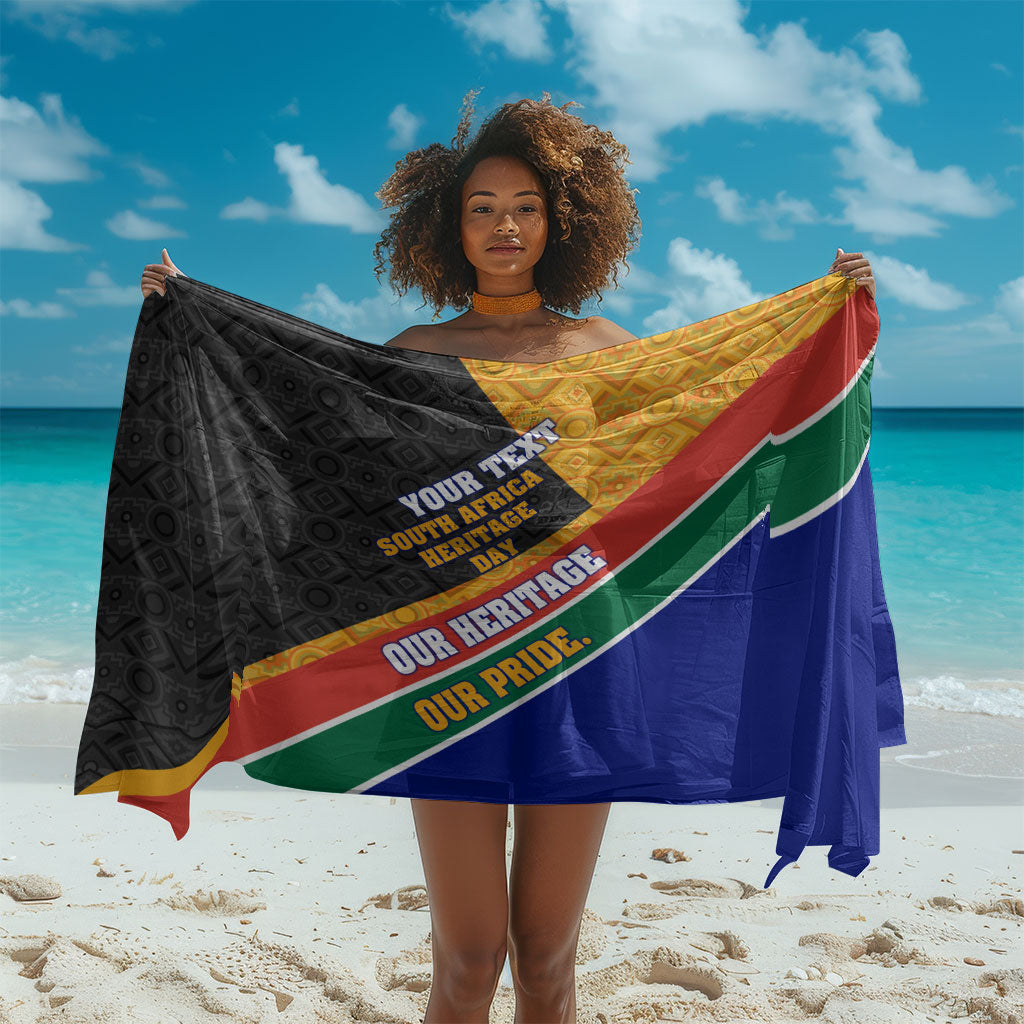 Personalized South Africa Heritage Day Sarong One Nation Many Stories Geometric Flag Pattern