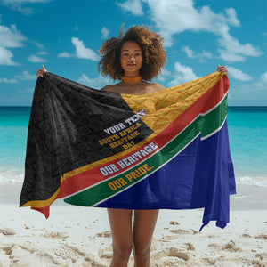 Personalized South Africa Heritage Day Sarong One Nation Many Stories Geometric Flag Pattern