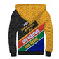 Personalized South Africa Heritage Day Sherpa Hoodie One Nation Many Stories Geometric Flag Pattern