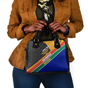 Personalized South Africa Heritage Day Shoulder Handbag One Nation Many Stories Geometric Flag Pattern