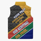 Personalized South Africa Heritage Day Sleeveless Puffer Jacket One Nation Many Stories Geometric Flag Pattern