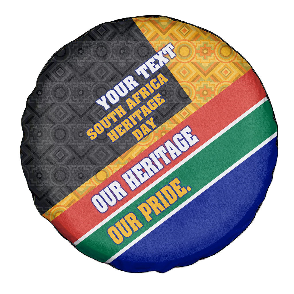 Personalized South Africa Heritage Day Spare Tire Cover One Nation Many Stories Geometric Flag Pattern