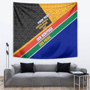 Personalized South Africa Heritage Day Tapestry One Nation Many Stories Geometric Flag Pattern