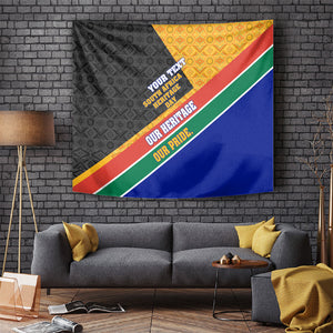 Personalized South Africa Heritage Day Tapestry One Nation Many Stories Geometric Flag Pattern
