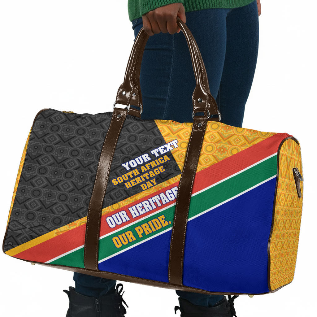 Personalized South Africa Heritage Day Travel Bag One Nation Many Stories Geometric Flag Pattern