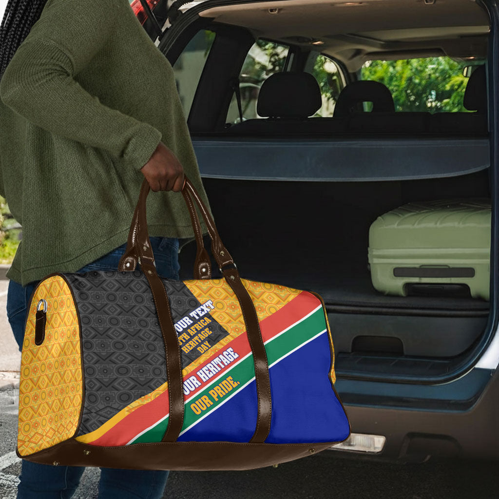 Personalized South Africa Heritage Day Travel Bag One Nation Many Stories Geometric Flag Pattern