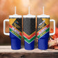 Personalized South Africa Heritage Day Tumbler With Handle One Nation Many Stories Geometric Flag Pattern