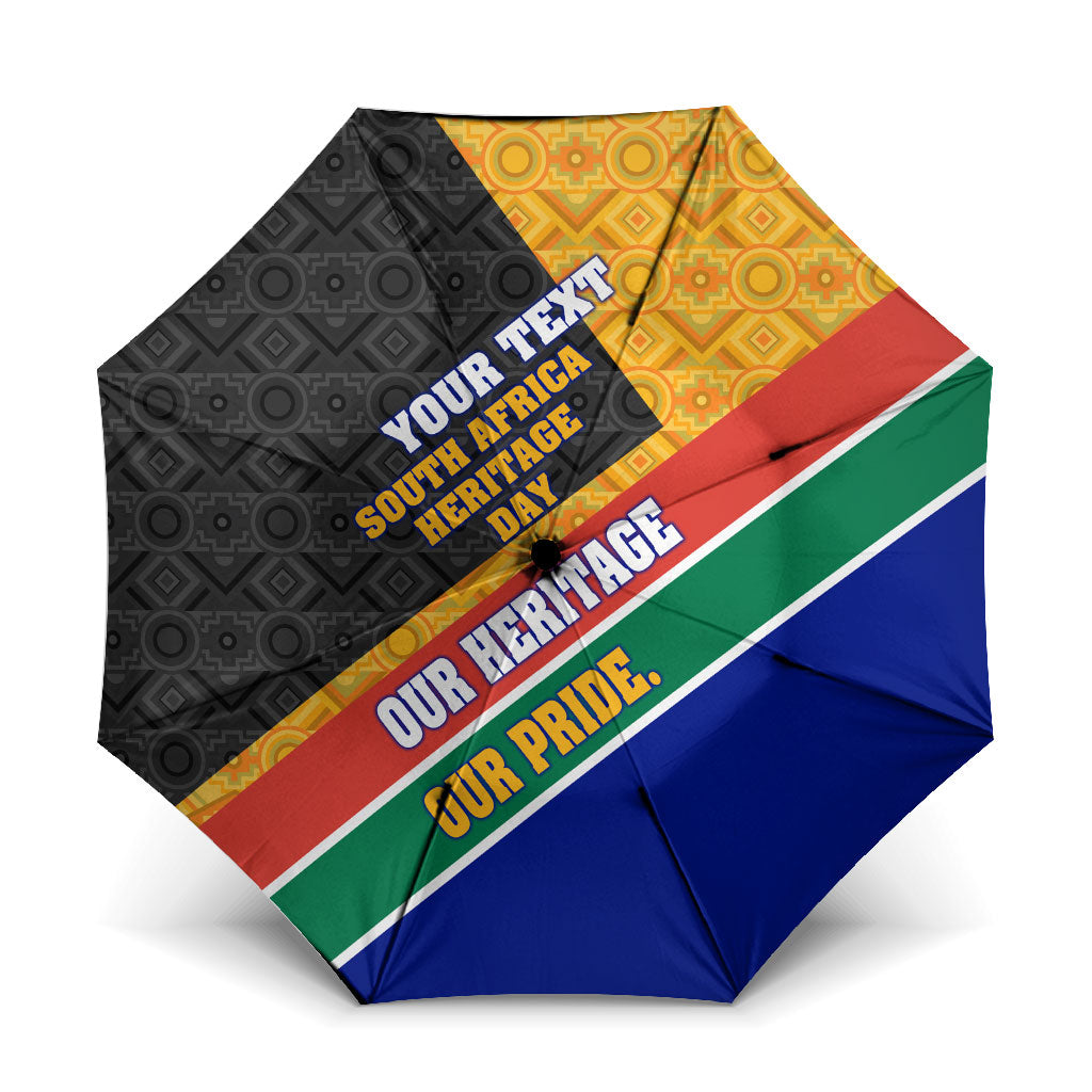 Personalized South Africa Heritage Day Umbrella One Nation Many Stories Geometric Flag Pattern