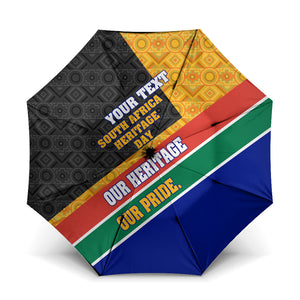 Personalized South Africa Heritage Day Umbrella One Nation Many Stories Geometric Flag Pattern