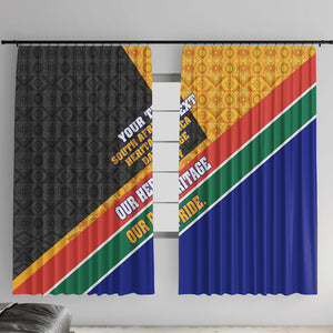Personalized South Africa Heritage Day Window Curtain One Nation Many Stories Geometric Flag Pattern