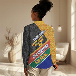 Personalized South Africa Heritage Day Women Casual Shirt One Nation Many Stories Geometric Flag Pattern