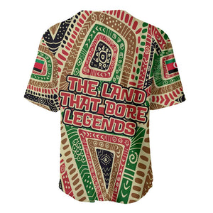Darfur Sudan Baseball Jersey Red Green Beige Tribal Pattern - African Pride
