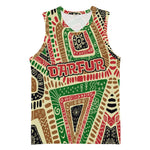Darfur Sudan Basketball Jersey Red Green Beige Tribal Pattern - African Pride