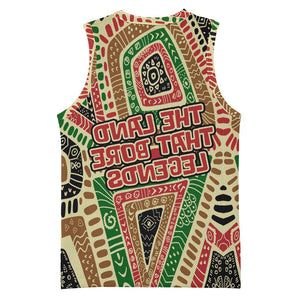 Darfur Sudan Basketball Jersey Red Green Beige Tribal Pattern - African Pride