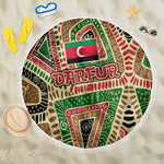 Darfur Sudan Beach Blanket Red Green Beige Tribal Pattern - African Pride