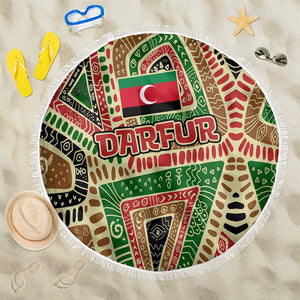 Darfur Sudan Beach Blanket Red Green Beige Tribal Pattern - African Pride