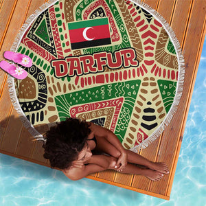 Darfur Sudan Beach Blanket Red Green Beige Tribal Pattern - African Pride