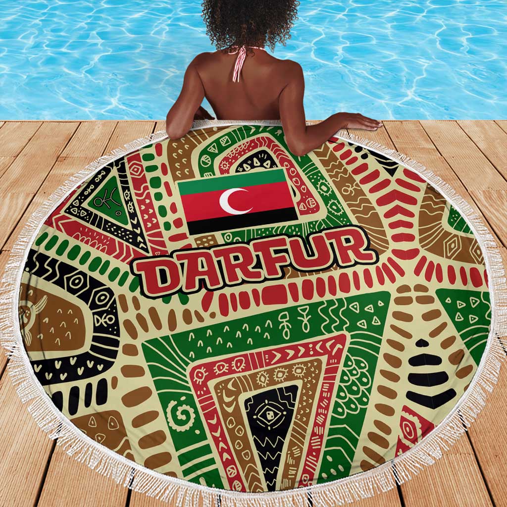 Darfur Sudan Beach Blanket Red Green Beige Tribal Pattern - African Pride