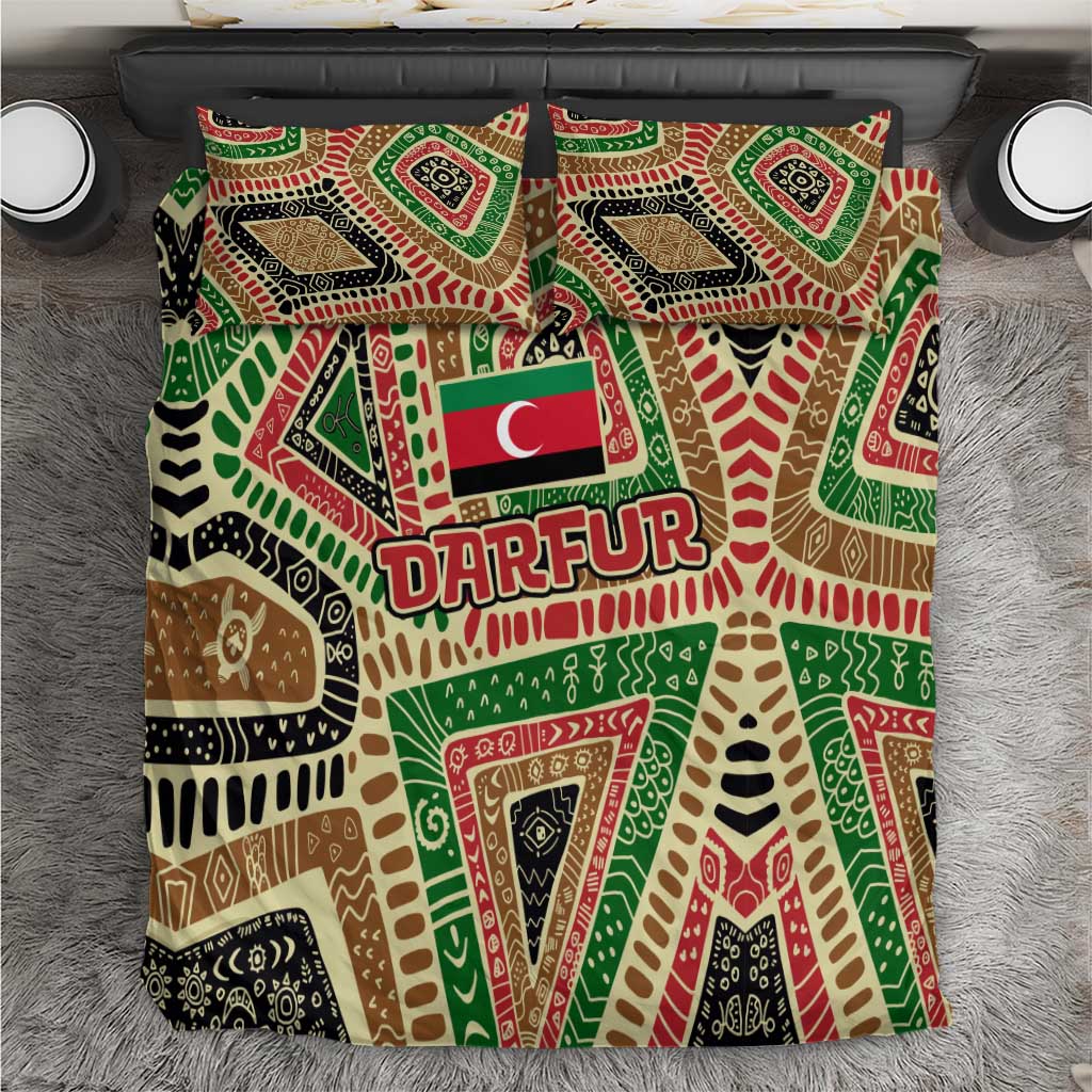 Darfur Sudan Bedding Set Red Green Beige Tribal Pattern - African Pride