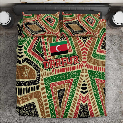 Darfur Sudan Bedding Set Red Green Beige Tribal Pattern - African Pride