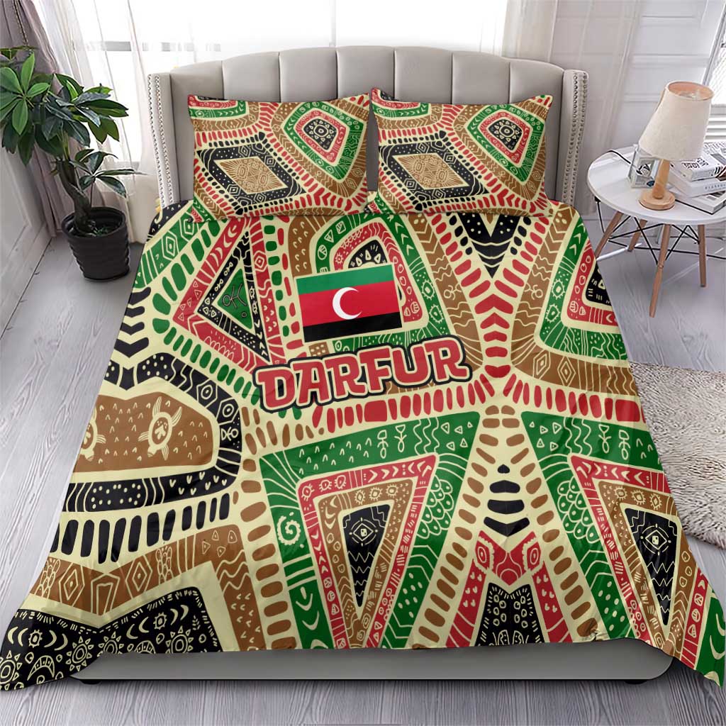 Darfur Sudan Bedding Set Red Green Beige Tribal Pattern - African Pride