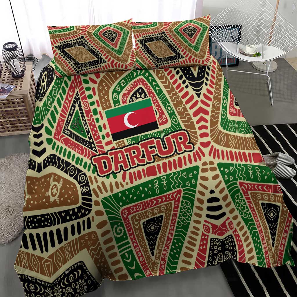 Darfur Sudan Bedding Set Red Green Beige Tribal Pattern - African Pride