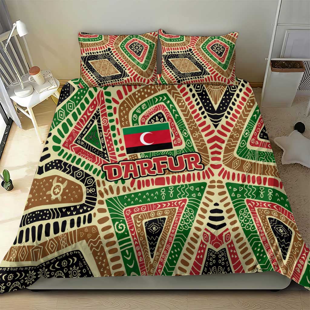 Darfur Sudan Bedding Set Red Green Beige Tribal Pattern - African Pride