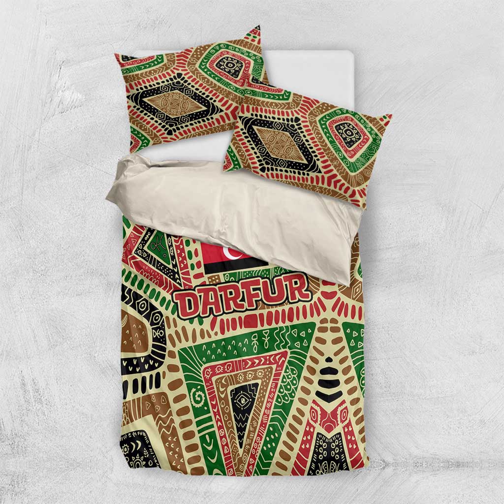 Darfur Sudan Bedding Set Red Green Beige Tribal Pattern - African Pride