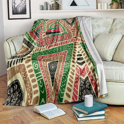 Darfur Sudan Blanket Red Green Beige Tribal Pattern - African Pride