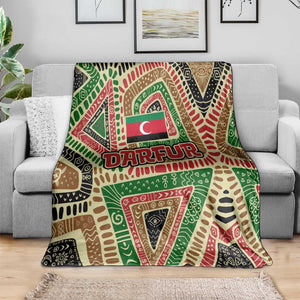 Darfur Sudan Blanket Red Green Beige Tribal Pattern - African Pride