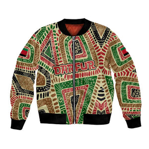 Darfur Sudan Bomber Jacket Red Green Beige Tribal Pattern - African Pride