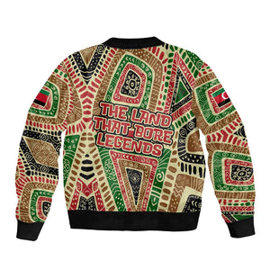 Darfur Sudan Bomber Jacket Red Green Beige Tribal Pattern - African Pride
