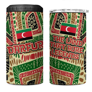 Darfur Sudan 4 in 1 Can Cooler Tumbler Red Green Beige Tribal Pattern - African Pride