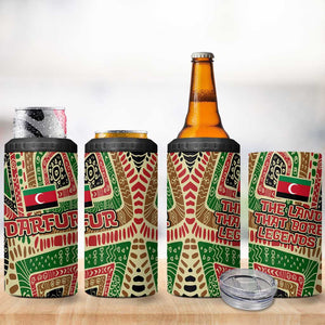Darfur Sudan 4 in 1 Can Cooler Tumbler Red Green Beige Tribal Pattern - African Pride
