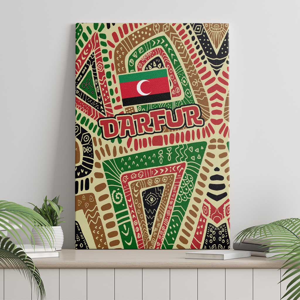Darfur Sudan Canvas Wall Art Red Green Beige Tribal Pattern - African Pride