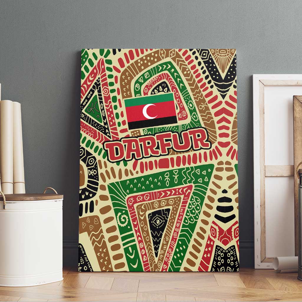 Darfur Sudan Canvas Wall Art Red Green Beige Tribal Pattern - African Pride