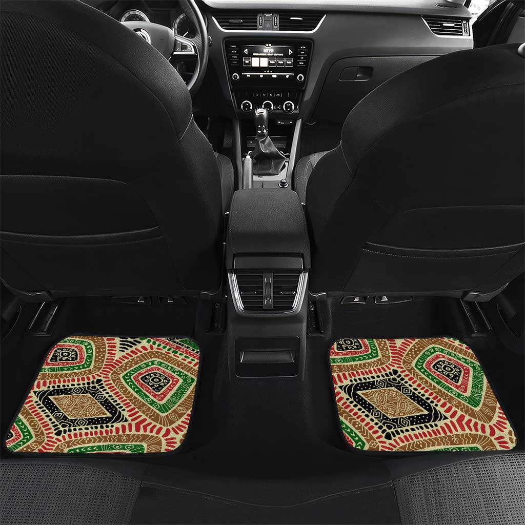 Darfur Sudan Car Mats Red Green Beige Tribal Pattern - African Pride
