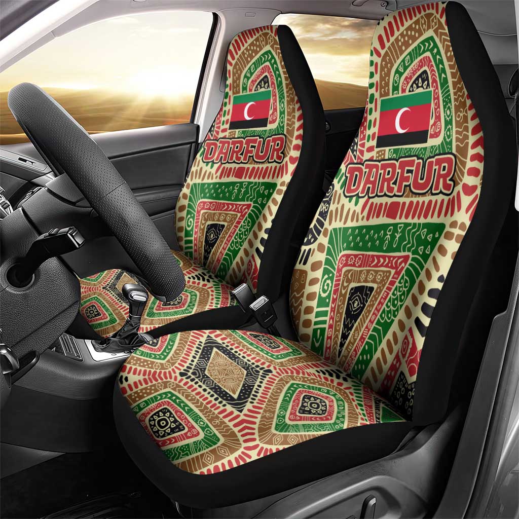 Darfur Sudan Car Seat Cover Red Green Beige Tribal Pattern - African Pride