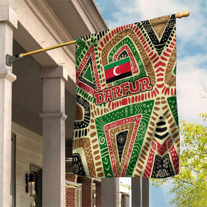 Darfur Sudan Garden Flag Red Green Beige Tribal Pattern - African Pride