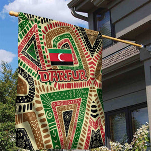 Darfur Sudan Garden Flag Red Green Beige Tribal Pattern - African Pride