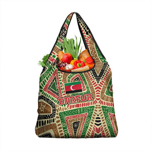Darfur Sudan Grocery Bag Red Green Beige Tribal Pattern - African Pride