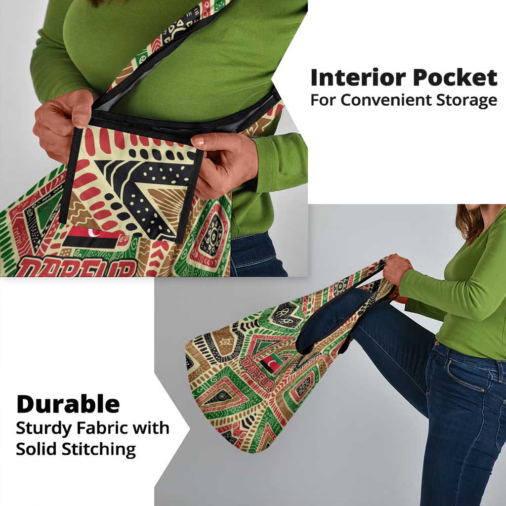 Darfur Sudan Grocery Bag Red Green Beige Tribal Pattern - African Pride