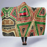 Darfur Sudan Hooded Blanket Red Green Beige Tribal Pattern - African Pride