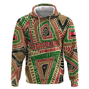Darfur Sudan Hoodie Red Green Beige Tribal Pattern - African Pride