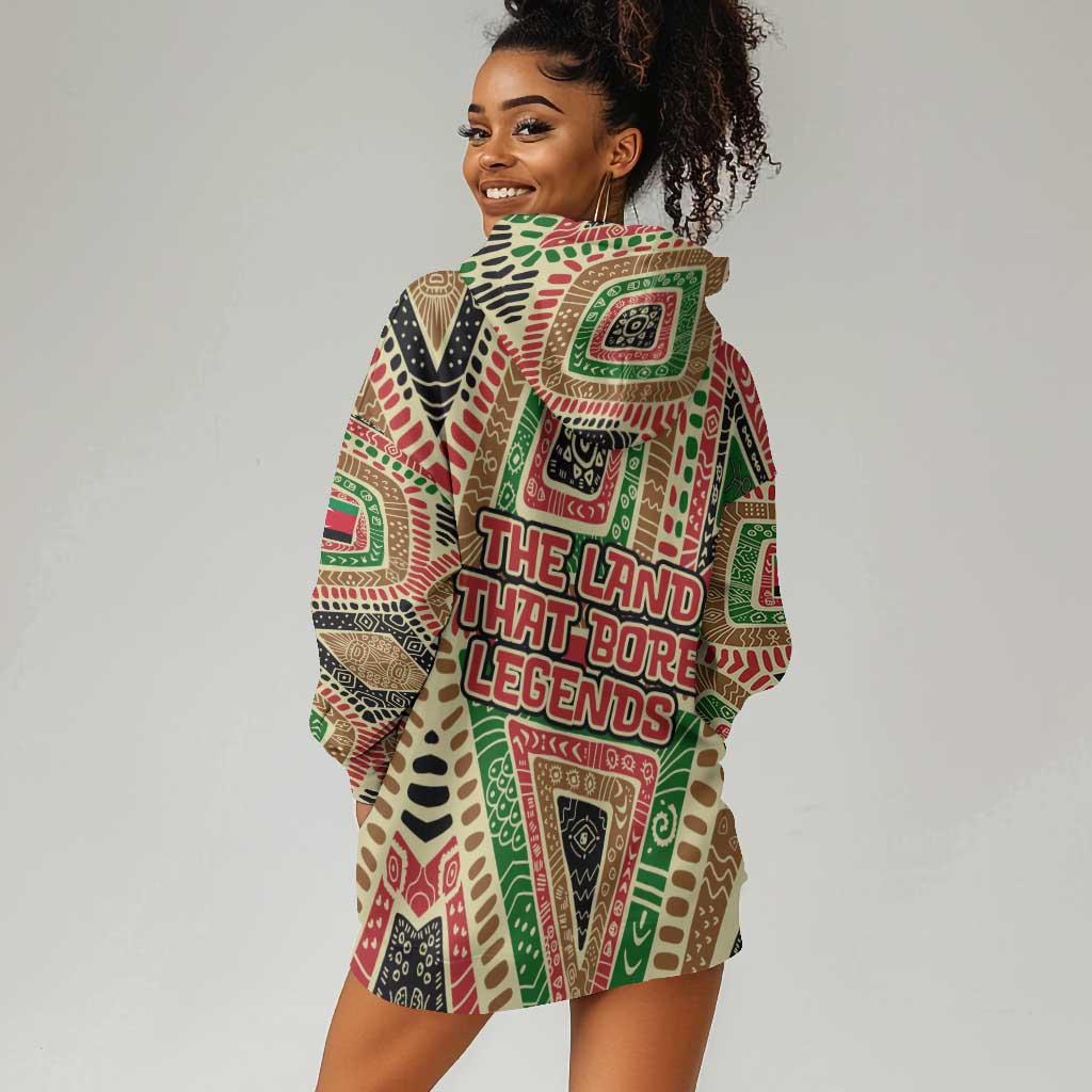 Darfur Sudan Hoodie Dress Red Green Beige Tribal Pattern - African Pride