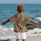 Darfur Sudan Kid Hawaiian Shirt Red Green Beige Tribal Pattern - African Pride