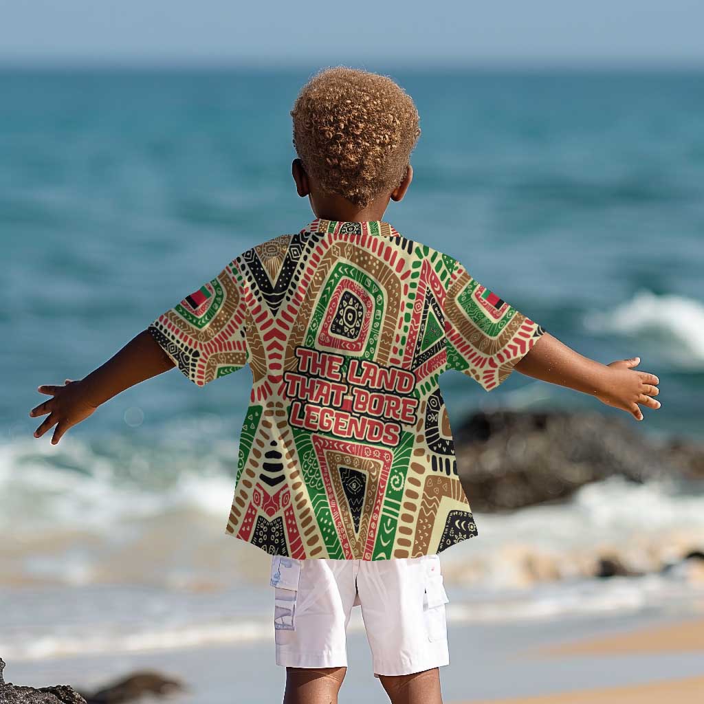 Darfur Sudan Kid Hawaiian Shirt Red Green Beige Tribal Pattern - African Pride
